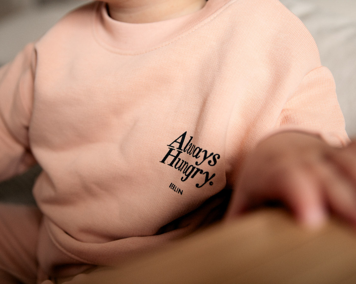 NEW - Always Hungry Baby Set - Sweatshirt and pants - peach